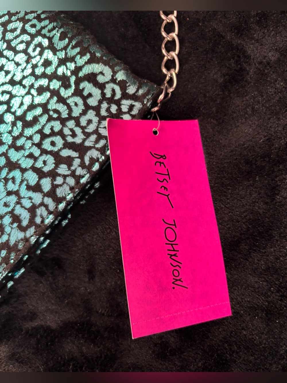 NWT Betsey Johnson Pyramid Safari Blue Leopard Y2K Large Clutch - Picture 5 of 14
